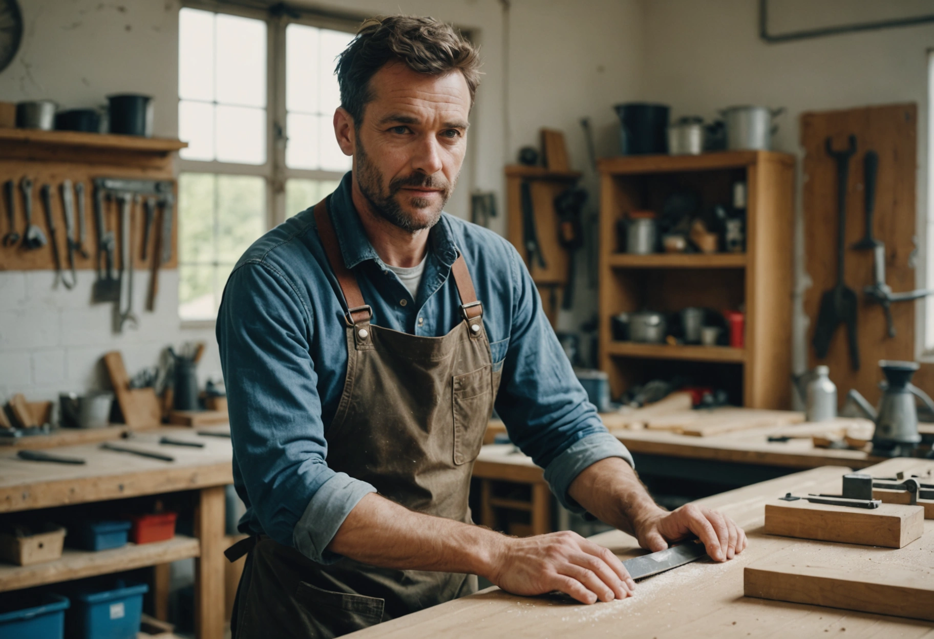 Artisan au travail dans son atelier