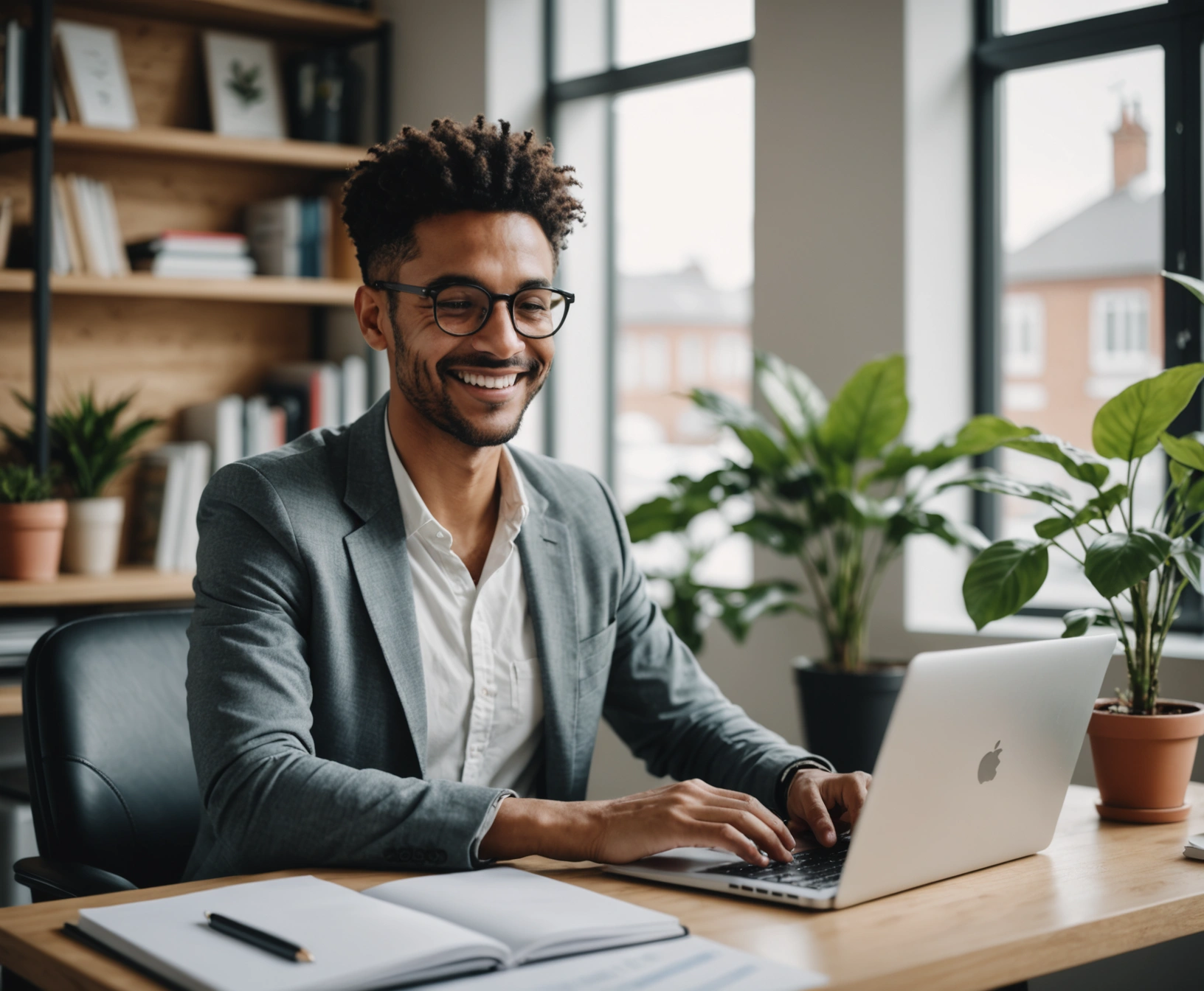 Professionnel serein consultant ses tarifs sur son ordinateur
